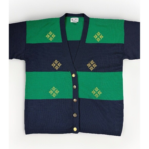 Old Money Nautical Wool Blend Cardigian Sweater Koret Petites GrandmaCore Sz M - Picture 4 of 7